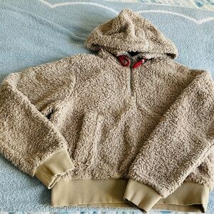 lululemon athletica Tan Fleece Hoodie Sweater
